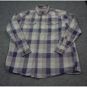 Knox FR Shirt Mens 2XL Blue Plaid Fire Resistant Welding Western Long Sleeve